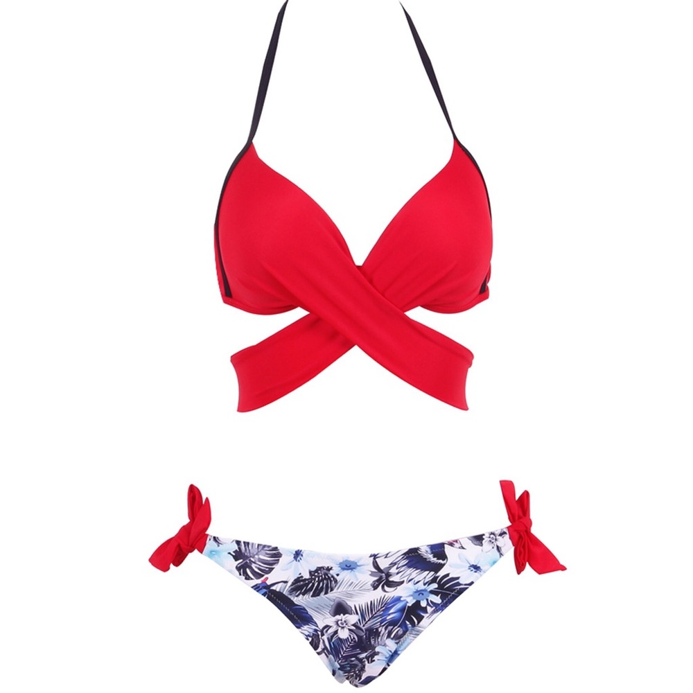 Sexy Criss Cross Push Up Bandage Bikini with Ties - Picture 3 of 10
